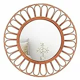 Mirrorize, specchio da parete rotondo Azulik, realizzato a mano, con telaio in rattan, beige, decorativo Sunburst Accent boho specchi, decorazione boho per bagno, ingresso camera da letto