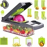 Mandolina Affettaverdure Affettatrice Professionale per Verdure e Con 7 Lame Regolabili per Affettare Tagliare, Grattugiare Tritatutto da Cucina, Tagliaverdure 15 in 1 Multifunzione