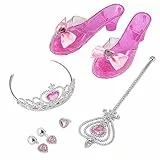 Baroni Toys Set Accessori da Principessa per Bambine, Kit Travestimento Bambina con Corona Bacchetta, Scarpe con Tacco Orecchini Anello con Cuore, Gioco di Ruolo Bambini 3 4 5 6 7 Anni