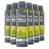 Dove Men+Care Deodorante Spray Sport Active, con 1/4 di Crema Idratante, Uomo, Antitraspirante Senza Alcol, Aiuta a Ridurre le Irritazioni, Fino a 48 Ore di Protezione, 6 pezzi da 150 ml