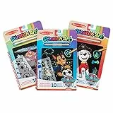 Melissa & Doug Paw Patrol Fogli da Grattare Scratch Art, Skye, Rubble, Marshall, Chase, Set 3 Pezzi, Fogli neri da grattare bambini, Disegni da grattare, Regalo Bambini Bambine 3+ Anni