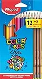 Maped 832272-12 matite colorate, color'PEPS e 3 matite GRAPH'PEPS, 15 pezzi (confezione da 1)