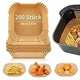 200 Pezzi Carta Forno Per Friggitrice Ad Aria,Fodera di Carta usa e Getta per Friggitrice ad aria,Fodera in Carta Monouso per 5.0-6.0L Air Fryer,Microonde,Forno(20cm)