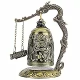 Zerodis Decorazioni per Il Desktop, Piccola Campana del Drago Vintage intagliata in Bronzo Dragon Lock Bell Ornament Arts Crafts da Collezione Feng Shui Cinese Ornamenti Decorativi