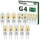 Tailcas Lampade G4 LED 12V AC/DC, 1,2W Bianco Caldo 3000K, Senza Sfarfallio 10 Pezzi, Lampadina Equivalente Alogeno 10W, 120LM Lampadine, Non Dimmerabile…