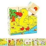Puzzle Bambini 1 2 3 Anni Puzzle in Legno Gioco Bimba Bambino Giocattoli Educativi per Bambini Cubo dei Giochi per Bambini Giochi Montessori Bambino Bambina - 9 Pezzi Animali