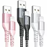 NINGKPOW Cavo iPhone 3Pack 1M [Certificato MFi] Caricabatterie Caricatore Carica Rapida USB Lightning per iPhone 14/13/12/11 Pro Max/XS/X/XR/8/8 Plus/7/7Plus/6s/6s Plus/6/SE 2020