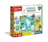 Clementoni Sapientino-Animali e Ambienti, flashcard-Gioco educativo 2 Anni-Materiali 100% riciclati-Play for Future-Made in Italy, Multicolore, 16375