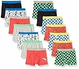 Amazon Essentials Boxer in Cotone (in precedenza Spotted Zebra) Bambini e Ragazzi, Pacco da 14, Multicolore/A Quadretti/Pizza/Squali, 11-12 Anni