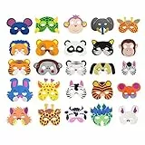 Cosoro, 25 maschere per bambini in schiuma EVA (etilene vinil acetato) a forma di animali, per feste in maschera, feste di compleanno, Natale, Halloween