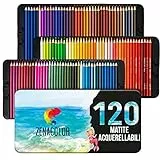 Zenacolor Matite Acquerellabili Professionali - 120 Matite Colorate Acquerellabili, Set Colori Solubili e Assortiti - Pastelli Acquarellabili