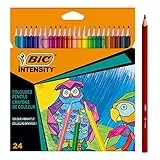 BIC Intensity, Matite Colorate per Adulti, Fusto Triangolare, Colori Brillanti e Intensi, 24 Unità