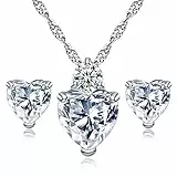 N-brand PULABO orecchini collana diamante cuore stile elegante donna gioielli di cristallo ciondolo per donna ragazza comodo e pratico elegante, Cristallo, Diamante