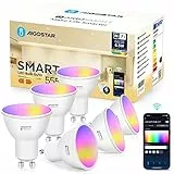 Aigostar Lampadine LED Alexa GU10 SL2 Lampadina WIFI Smart 6.5W 555LM, Dimmerabile RGB & 2700K-6500K, Controllo App, 26 Simulazioni di scena, compatibile con Alexa/Google Home, 6 Unità.