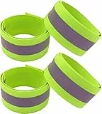PREMYO Set 4 Fasce Catarifrangenti - Bande Bracciale Riflettente - Riflettore Alta visibilità per Sport Corsa Bici Neon