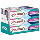 Polident Crema fissativa forte per tutto il giorno, per protesi dentali parziali o complete, confezione da 6 x 40 g