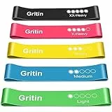 Gritin Elastici Fitness, [Set di 5] Banda Elastica Fasce Elastiche di Resistenza di Lattice con Istruzioni per l'esercizio in Italiano e Borsa per Il Trasporto per Crossfit, Yoga, Pilates