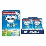 MELLIN 3 - Latte di Crescita in Polvere per Bambini - dal 1° anno compiuto al 2° anno - Confezione da 3600 grammi (3 x 1200g)