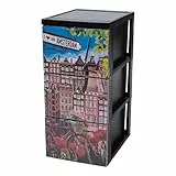 Iris Ohyama, Mobiletto portaoggetti, Cassettiera in plastica, 3 x 15 L, con ruote, Maniglie ergonomiche, Robusta e multiuso, Soggiorno, Camera da letto, Ufficio - Stile cassettiera SCF-303 - Amsterdam