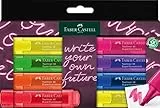 Faber-Castell 254601 - Set di evidenziatori 46, confezione da 8 pezzi, colori neon, punta a scalpello a lunga durata, larghezza linea 1 - 5 mm, ricaricabile