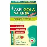 Aspi Gola Natura Junior, Sciroppo Mal di gola e Tosse Associata con Estratti Naturali di Aloe Vera, Lichene Islandico e Acido Ialuronico, Gusto Vaniglia Fragola, dai 2 anni, 16 Bustine Monodose 5 ml
