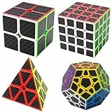 Coolzon Puzzle Cubes 4 Pezzi Megaminx + Pyraminx + 2x2x2 + 4x4x4 Magico Cubo con Adesivo in Fibra di Carbonio Nuovo velocità