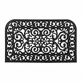 Relaxdays Zerbino in Gomma, Effetto Ghisa, 75x45 cm, Antiscivolo, Impermeabile, Tappetino Entrata, Indoor&Outdoor, Nero, 100%, 1 pz