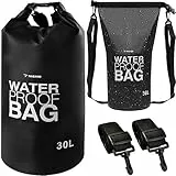 l&j Borsa Impermeabile A Secco, Dry Bag Borsa Stagna Impermeabile, Impermeabile Secco Borse, per Kayak Tour in Barca Canoa/Pesca/Rafting/Nuoto/Snowboard, Canottaggio (Nero, 30L)