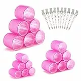 Bigodini, 28pezzi Bigodini Grandi Set Bigodini Autoadesivi Bigodini Non Riscaldati con 10 Fermagli per Capelli Di Diverse Lunghezze