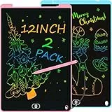 [2 Pacchi] 12 Pollici Tavoletta Grafica LCD Scrittura, Electight Disegno Colorato con Funzione Cancellabile e Interruttore di Blocco, Blu + Rosa