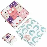Comius Sharp Borsa per Assorbenti Igienici, Confezione da 2 Assorbenti Assorbenti Impermeabili con Cerniera, Borsa per il Primo Periodo da 5 x 5 Pollici per Ragazze (Rosa)