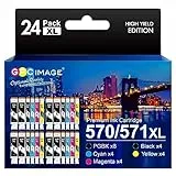 GPC Image Compatibili Cartucce d'inchiostro Sostituzione per Canon PGI-570 CLI-571 XL per Pixma MG5750 TS5050 MG5751 MG6850 TS5051 TS6050 TS8050 (PGBK Nero Ciano Magenta Giallo, 24-Pack)