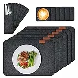 Set di tovagliette americane lavabili 18 pezzi, 6 tovagliette, 6 sottobicchieri, 6 tasche porta posate - Set di sottobicchieri in feltro antracite, sottotovaglie, set in feltro.