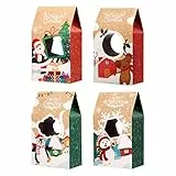 HEMOTON - Confezione di scatole per biscotti di Natale, con finestrella, 20 x 11 x 7 cm, 16 pezzi