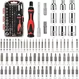 Amazon Basics - Set di chiavi a cricchetto magnetiche e cacciaviti di precisione per elettronica - 73 pezzi