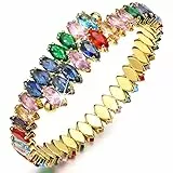 Gamtic Bracciale Regalo Donna Tennis - Bracciali Argento con Zirconi Scintillanti Braccialetto Regolabile Regali Mamma Ragazza Collega Fidanzata o Amica, Regalo Natale per Lei (Oro-Zircone Colorato)