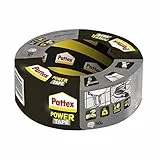 Pattex Power Tape, Nastro Telato Americano, Nastro Isolante Extra Forte per Carichi Pesanti, Per Tutti i Materiali, Impermeabile, Universale, Per Riparazioni, Fissaggio, Imballaggio, Grigio, 50m