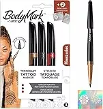 Bic Bodymark, Pennarelli Per Tatuaggi Temporanei, Trucco Body Art, Pennarelli E Fogli Di Stencil Tattoo, Cinque Pezzi, Multicolore