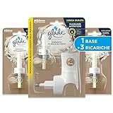 Glade Liquido Elettrico, Profumatore per Ambienti con Olii Essenziali, Fragranza Romantic Vanilla Blossom, Confezione da 1 Diffusore e 3 Ricariche