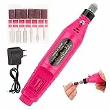 JOPHEK Fresa per Unghie Professionale, USB Manicure Pedicure Set con 6 Punte per Trapano, Lima Elettrica per Unghie Velocità Regolabile 20000 RPM, per Unghie Acriliche Lucidare le Unghie (Rosa)