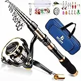 BNTTEAM Set Combinato Canna Da Pesca Telescopica Mulinello Da Spinning 99% Carbonio Con Borsa Esche Per Mare Acqua Dolce Stagno Fiume