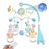 Lettino Musicale per Neonato, Weinsamkeit Culla Mobile Girevole a 360° con Musica e Luci, Giocattolo per Culla Nato Multifunzionale da Appendere Campanellino per Lettino con Proiezione e Telecomando