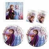 Procos 10210594-Set per Feste S Disney Frozen 2, 52 Pezzi, Piatti, 16 Bicchieri, 20 tovaglioli, stoviglie USA e Getta, Decorazione da Tavolo, Multicolore, 10210594