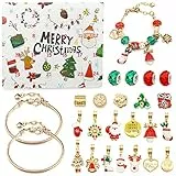 Hileyu Gioielli Calendario dell'Avvento Gioielli di Natale Calendario dell'Avvento 2023 per Ragazze 2 Catene 22 Perline 24 Giorni Natale Bracciale con ciondoli di Natale Calendari