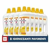 AMUCHINA Detersivo Pavimenti Igienizzante al Limone, 8 Flaconi da 1.5 LT