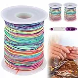 3 elastici colorati da 1 mm x 100 m per braccialetti per bambini, filo elastico colorato, filo di nylon arcobaleno, elastici per fai da te, bracciali, collane, creazione di gioielli, filo di perle