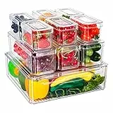 Diealles Shine Organizer Frigorifero, Set di 10 Contenitori Frigorifero Salvaspazio, Impilabili Organizzatore Frigo con Coperchio, Trasparenti Organizzatori Frigorifero per Cucina Ripiani