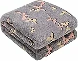 Kanguru Plaid Glow Farfalle, coperta in soffice pile, SI ILLUMINA DI NOTTE, 130x150 cm