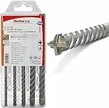 Fischer Kit 5 Punte Trapano D-SDX Quattro Taglienti, 5-6-8-10-12 mm, per Muro e Pietra, Placca al carburo di tungsteno, per comune Trapano Avvitatore con attacco Cilindrico