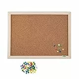 D.RECT Set di bacheca in sughero con cornice in legno con puntine da disegno, 35 pezzi, in sughero, cornice naturale, 30 x 40 cm, 800103